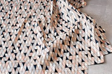 Textiles made of faceted wood tiles