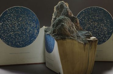 Sandblasted book sculpture from Guy Larameé