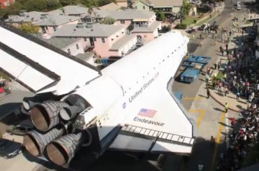 Space shuttle Endeavour in the street